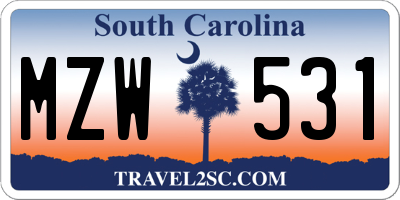 SC license plate MZW531