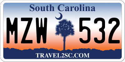 SC license plate MZW532