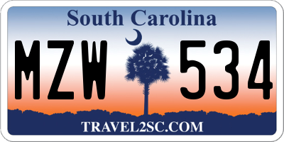 SC license plate MZW534