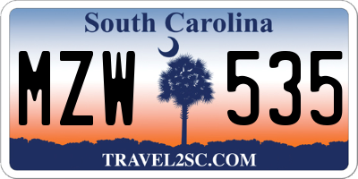 SC license plate MZW535