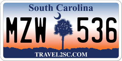 SC license plate MZW536
