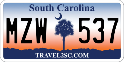 SC license plate MZW537