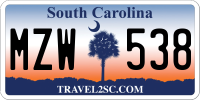 SC license plate MZW538
