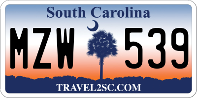 SC license plate MZW539