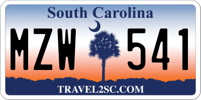 SC license plate MZW541