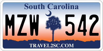SC license plate MZW542