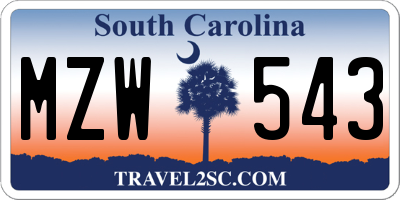SC license plate MZW543
