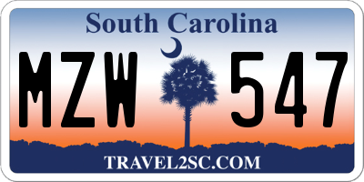 SC license plate MZW547