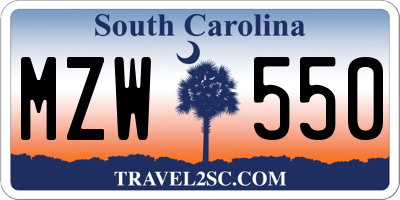 SC license plate MZW550