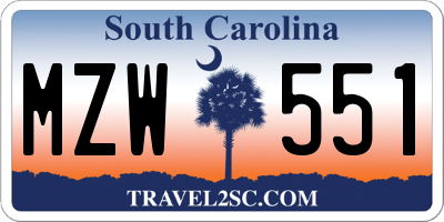 SC license plate MZW551