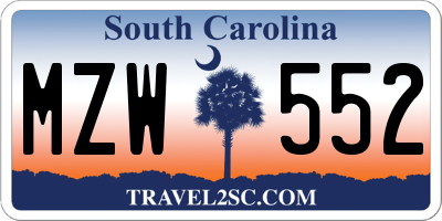 SC license plate MZW552