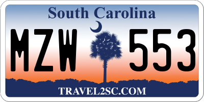 SC license plate MZW553
