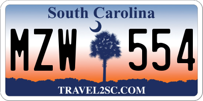 SC license plate MZW554