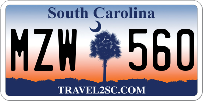 SC license plate MZW560