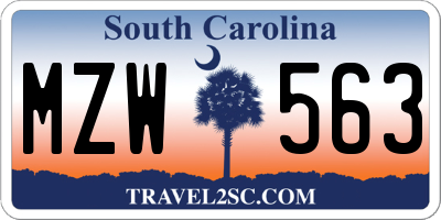 SC license plate MZW563