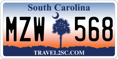 SC license plate MZW568