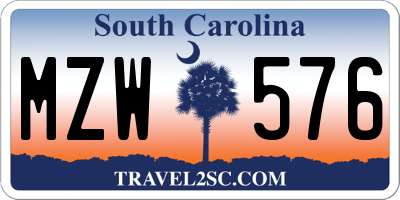 SC license plate MZW576