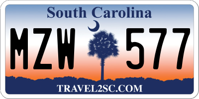 SC license plate MZW577