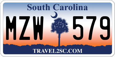 SC license plate MZW579