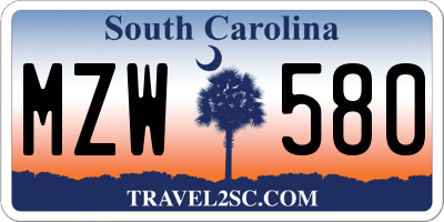 SC license plate MZW580
