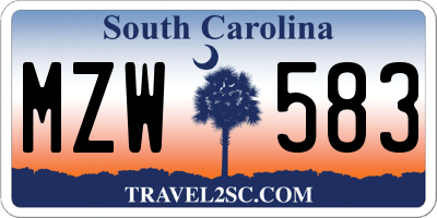 SC license plate MZW583