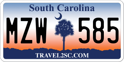 SC license plate MZW585