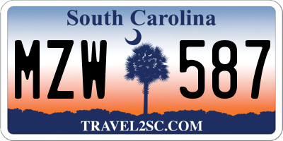 SC license plate MZW587