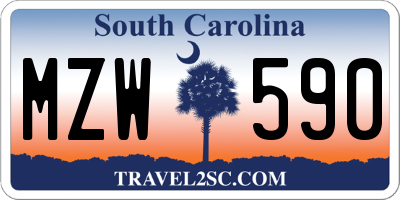 SC license plate MZW590
