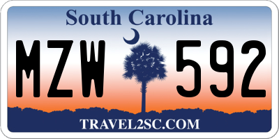 SC license plate MZW592