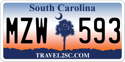 SC license plate MZW593