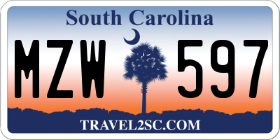 SC license plate MZW597