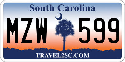 SC license plate MZW599