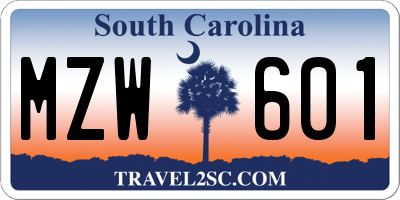 SC license plate MZW601