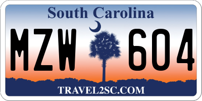 SC license plate MZW604