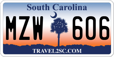 SC license plate MZW606