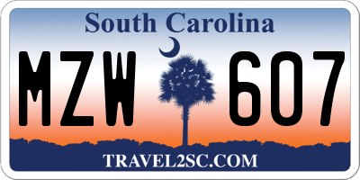 SC license plate MZW607