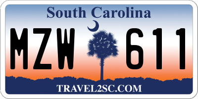 SC license plate MZW611