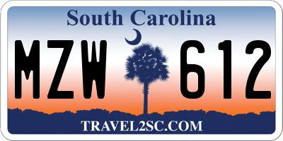 SC license plate MZW612