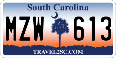 SC license plate MZW613