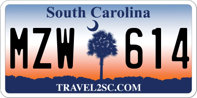 SC license plate MZW614