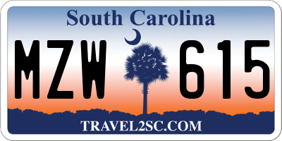 SC license plate MZW615
