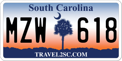 SC license plate MZW618