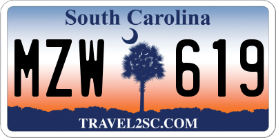 SC license plate MZW619