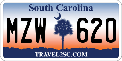 SC license plate MZW620