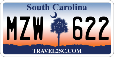 SC license plate MZW622