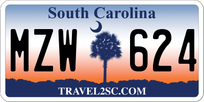 SC license plate MZW624