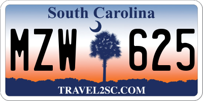 SC license plate MZW625