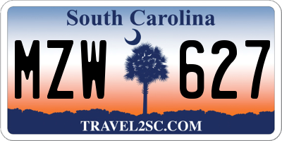 SC license plate MZW627