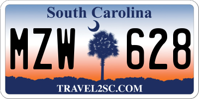 SC license plate MZW628