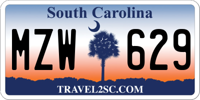 SC license plate MZW629
